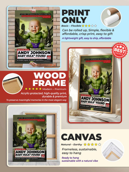 Custom Baby News Poster – Personalized Strong Baby Wall Art